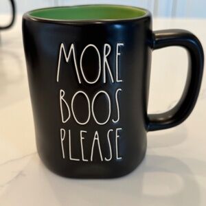 Rae Dunn MORE BOOS PLEASE mug,black w/green interior, NWT, Artisan Collection